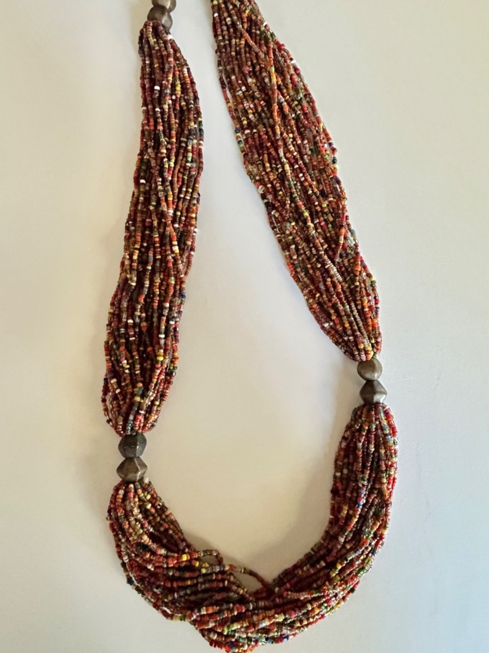 Antique Nagaland Beaded Necklace with Brass Connectors